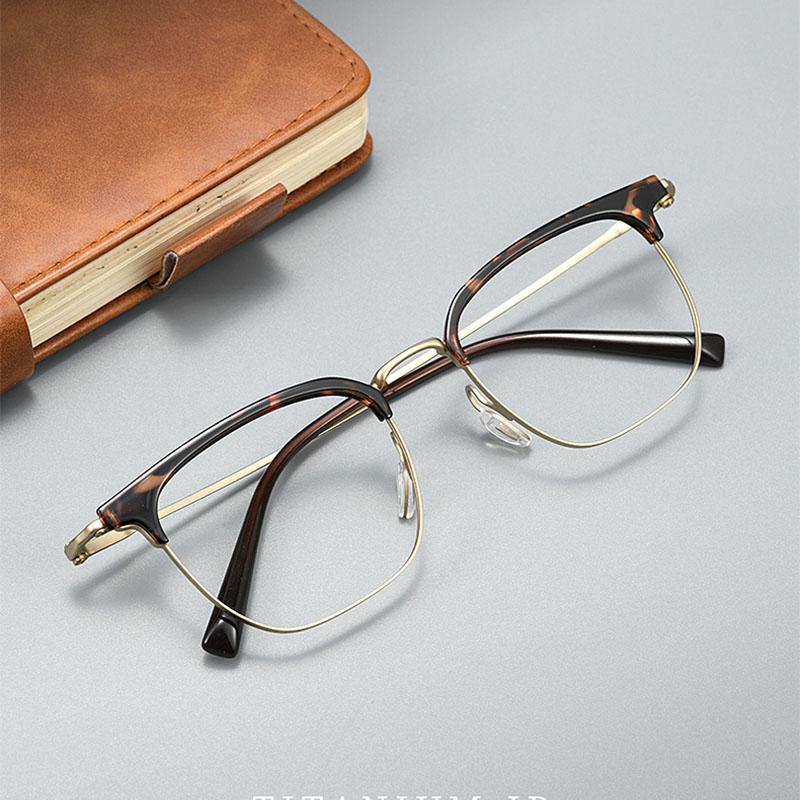 輕盈鈦材玳瑁眉線眼鏡 T107 - 图片 3