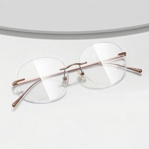 斯文幼圓半鈦無框眼鏡 T130