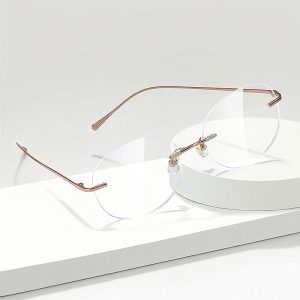 Alternative view of 斯文幼圓半鈦無框眼鏡 T130