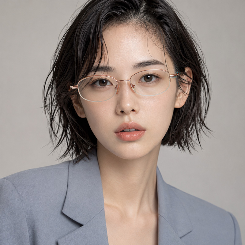 女士撞色優雅半框鏡 M422:圖片 2