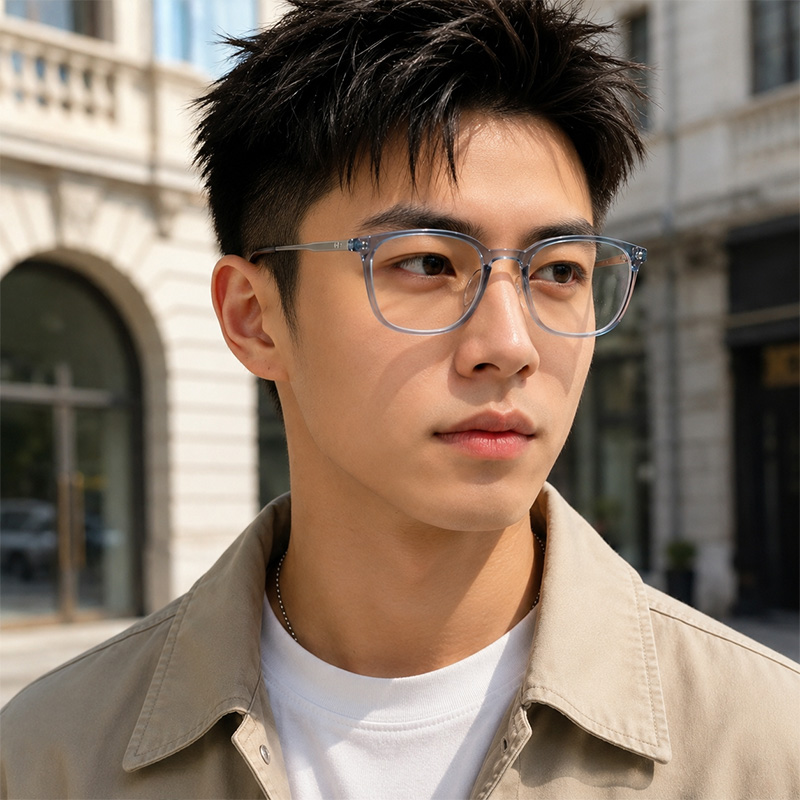 透明多邊形TR90 純鈦镜腿眼鏡 R309:圖片 2